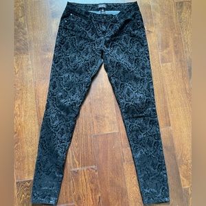 Celebrity Pink Jeans Black Midrise Skinny Jeans with Suede Paisley Print